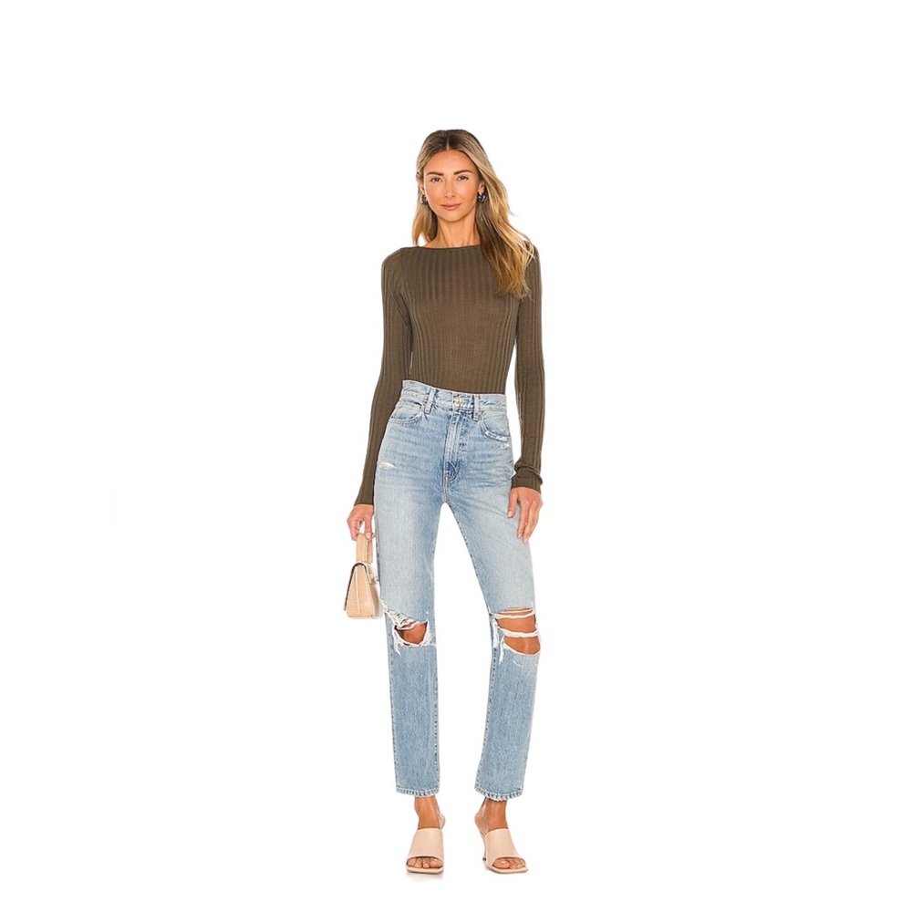 ATM Ribbed Wool Ribbed Heather Olive Top Medium